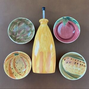PFALTZGRAFF Earthenware Bottle and Ramekin 5 Piece Oil Dipping Set